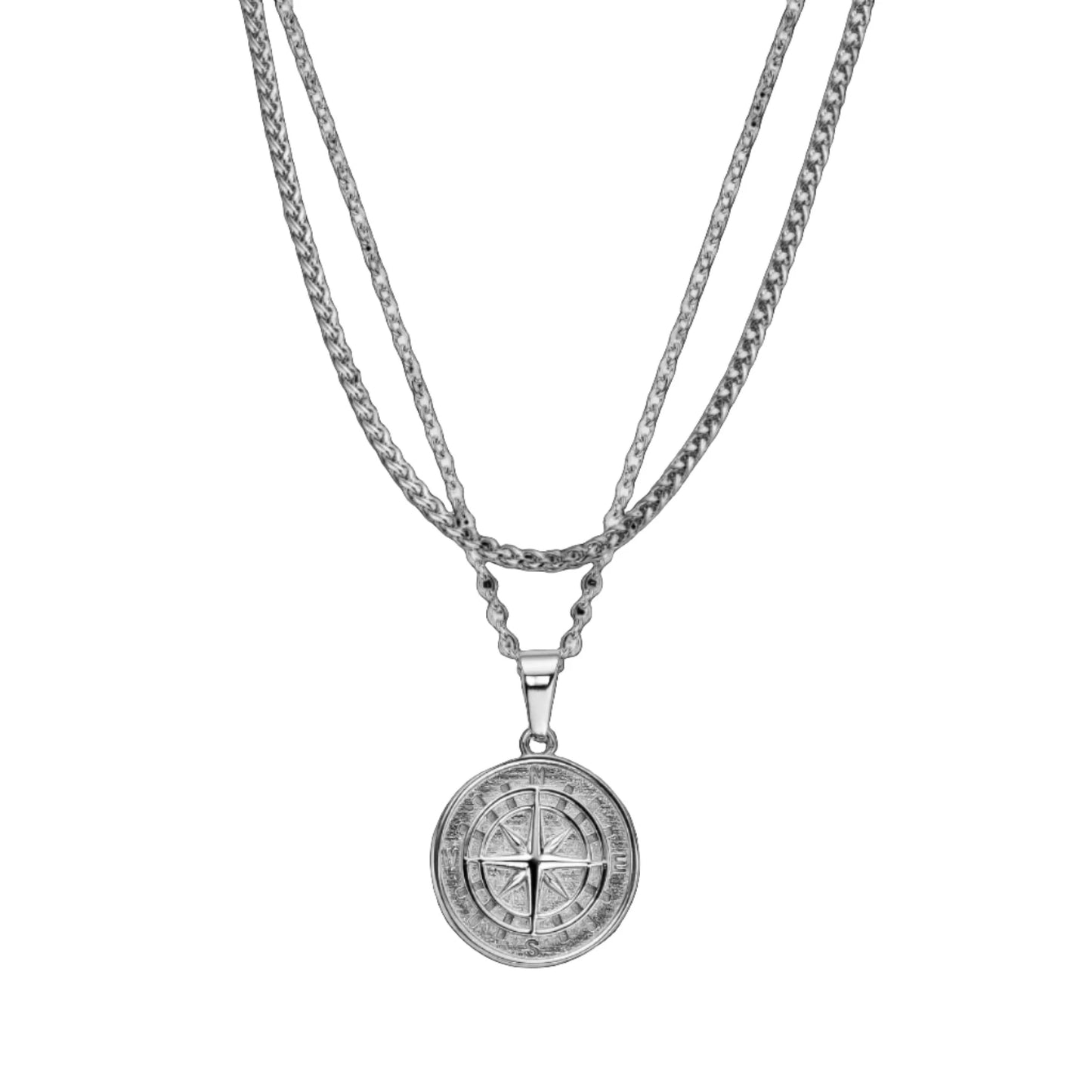 The Compass Pendant With Layered Chain